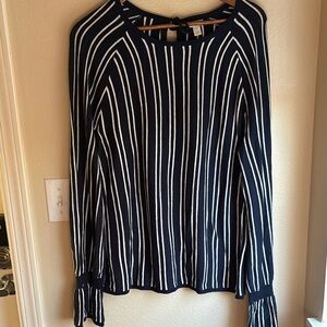 Hinge Navy and White Striped Long Sleeve Top